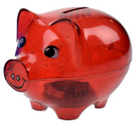 Sparschwein "Piggy", rot glitzernd