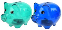 Sparschwein "Piggy", blau glitzernd